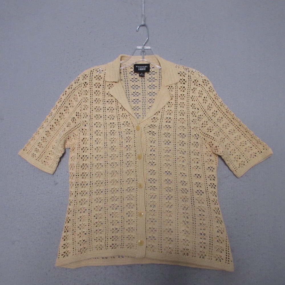 Vintage Emanuel Ungaro Liberte Sweater‎ Medium Crochet Coquette Grandma Fairy